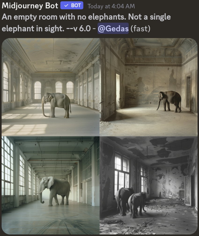 AI functions very much like our own brain and doesn't really care about negative boolean operators
